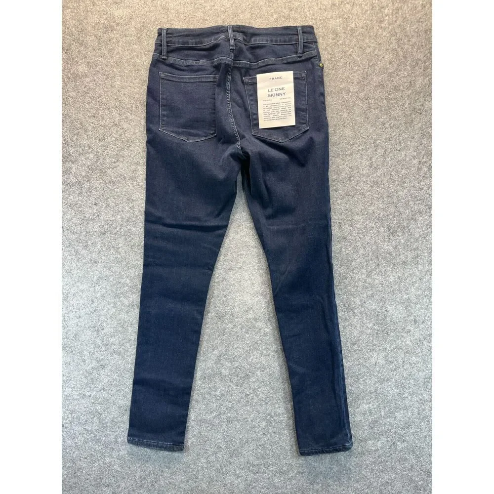 NEW Frame Jeans Women's 2 Le One Skinny Mid Rise Dark Blue Stretch Denim‎